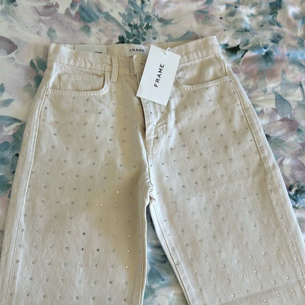 NWT FRAME Jeans Le Jane Crop in Bone Size 26